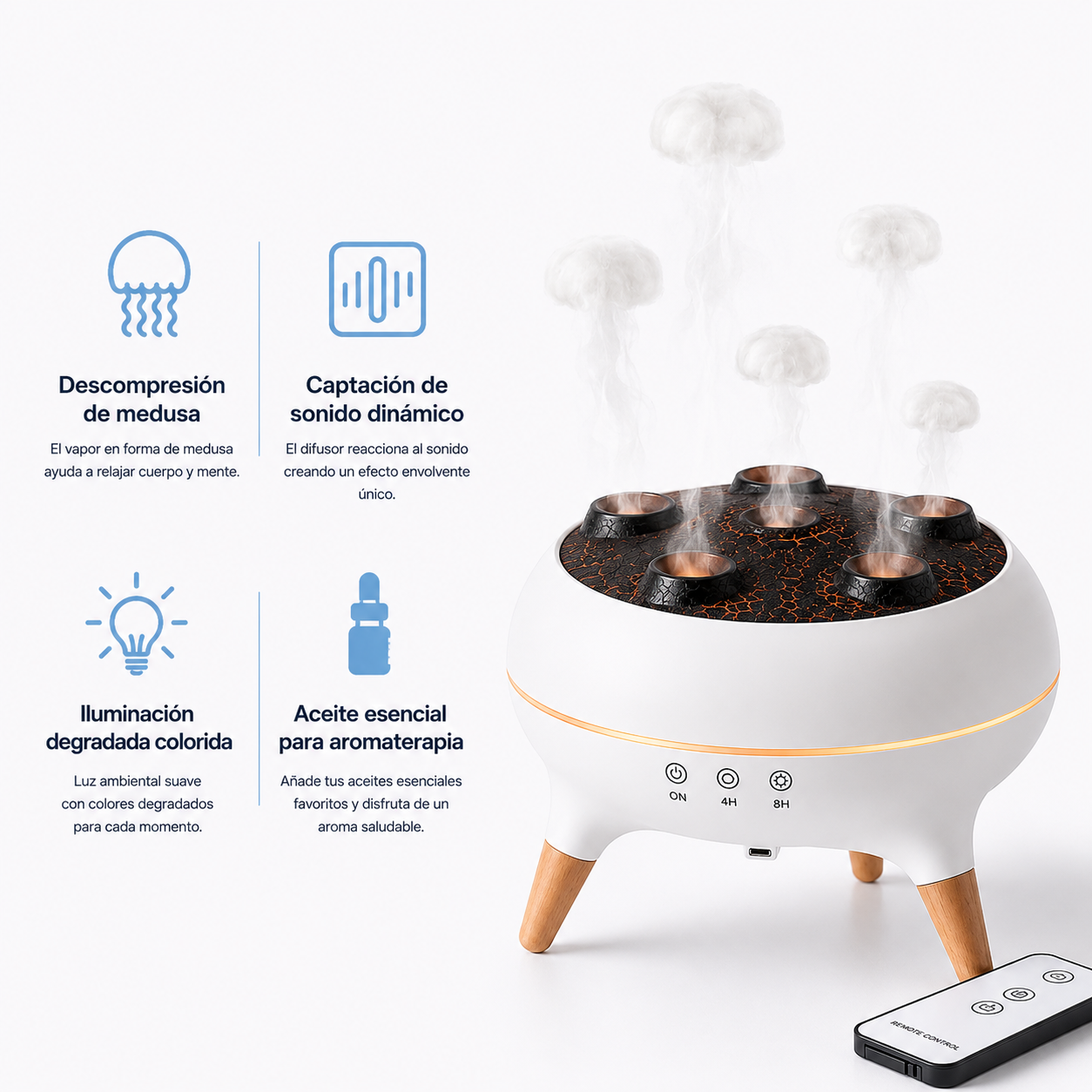 Difusor de Aromas de Medusas con Led